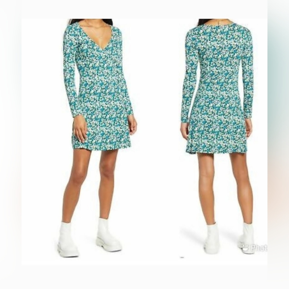 NWOT! Summer Floral Fit and Flare  Women's Long Sleeve Resort Knit Mini Dress XS
